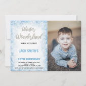 Winter Wonderland Verjaardag Uitnodigingen Blauw F (Voorkant)