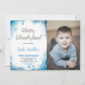 Winter Wonderland Verjaardag Uitnodigingen Blauw F (Voorkant)