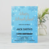 Winter Wonderland Verjaardag Uitnodigingen Blauw Z (Staand voorkant)