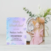 Winter Wonderland Verjaardag Uitnodigingen met Fot (Staand voorkant)