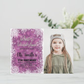 Winter Wonderland Verjaardag Uitnodigingen met fot (Staand voorkant)