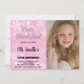 Winter Wonderland Verjaardag Uitnodigingen met Fot (Voorkant)