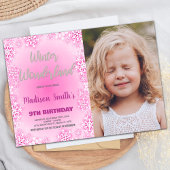 Winter Wonderland Verjaardag Uitnodigingen Roze Fo