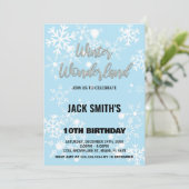 Winter Wonderland Verjaardag Uitnodigingen Zilver (Staand voorkant)