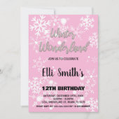 Winter Wonderland Verjaardag Uitnodigingen Zilver  (Voorkant)