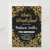 Winter Wonderland Verjaardag Uitnodigingen Zwart G (Voorkant)