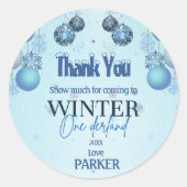 Winter Wonderland Verjaardag voor jongen Ronde Sticker (Voorkant)