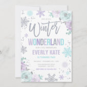 Winter Wonderland Verjaardag Zilveren Paarse Sneeu Kaart (Voorkant)
