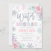 Winter Wonderland Verjaardag Zilveren Roze Sneeuwv Kaart (Voorkant)