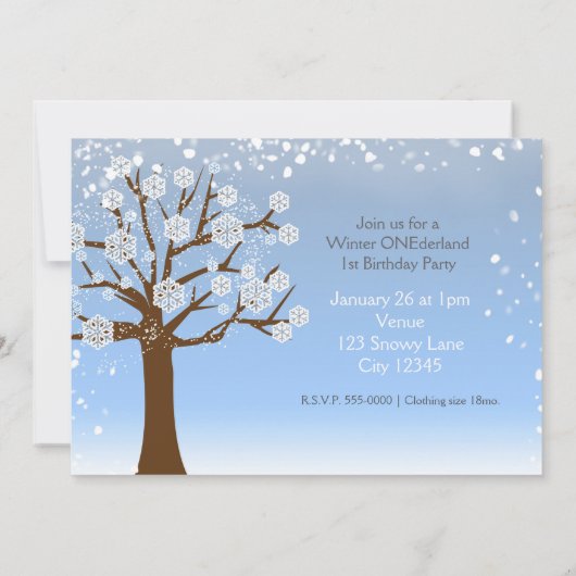 Winter Wonderland verjaardagsfeest uitnodiging (Achterkant)