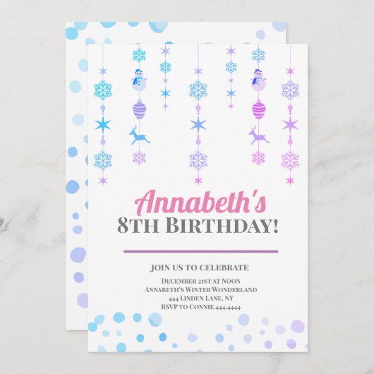 Winter Wonderland verjaardagsfeestje Kaart (Voorkant / Achterkant)