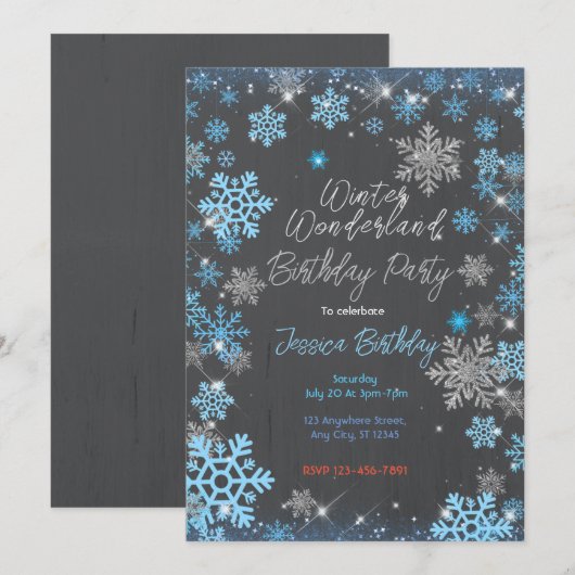 Winter Wonderland verjaardagsfeestje Kaart (Voorkant / Achterkant)