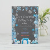 Winter Wonderland verjaardagsfeestje Kaart (Staand voorkant)