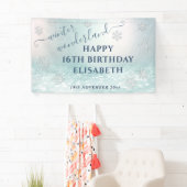 Winter wonderland verjaardagsfeestje spandoek (Insitu)