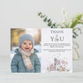 Winter Wonderland Verjaardagsfoto Dank u kaart (Staand voorkant)
