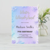 Winter Wonderland Verjaardagsuitnodigingen Paarse Kaart (Staand voorkant)