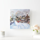 Winter Wonderland Vierkante Klok (Huis)