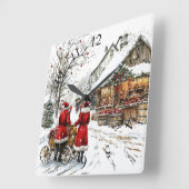 Winter Wonderland Vierkante Klok (Hoek)