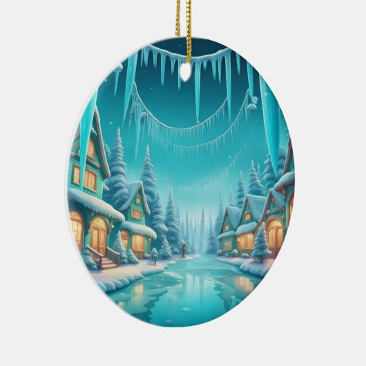 Winter Wonderland Village 2-zijdig Ornament (Rechts)