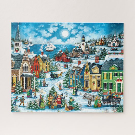 Winter Wonderland Village bij het Zee Legpuzzel (Horizontaal)