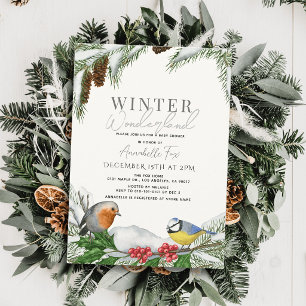 Winter Wonderland Vogels & Sneeuw Baby Shower Kaart