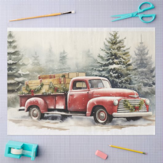 Winter Wonderland:  vrachtwagen kerstbomen Tissuepapier (Craft)