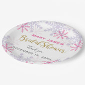 Winter Wonderland Vrijgezellenfeest Pink Snowflake Papieren Bordje (Gekanteld)