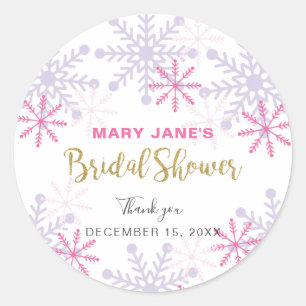 Winter Wonderland Vrijgezellenfeest Pink Snowflake Ronde Sticker