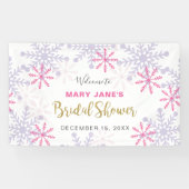 Winter Wonderland Vrijgezellenfeest Pink Snowflake Spandoek (Horizontaal)