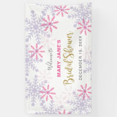 Winter Wonderland Vrijgezellenfeest Pink Snowflake Spandoek (Verticaal)