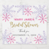 Winter Wonderland Vrijgezellenfeest Pink Snowflake Sparkling Wijnetiket (Enkel label)