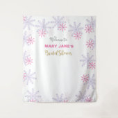 Winter Wonderland Vrijgezellenfeest Pink Snowflake Wandkleed (Voorkant)