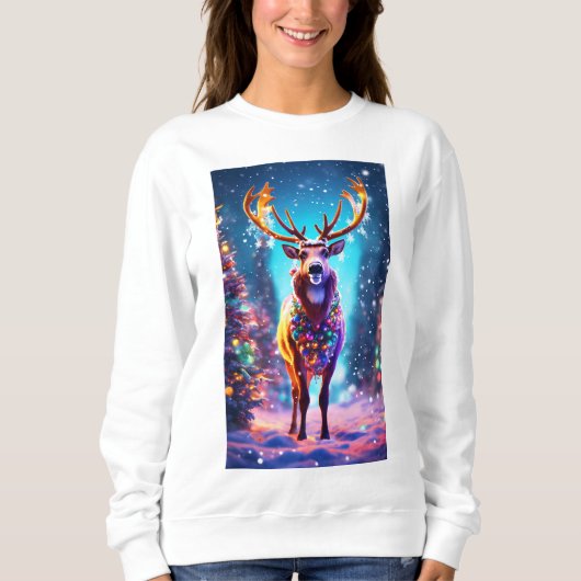 "Winter Wonderland: Vrouwen Basic met een rendiert Trui (Voorkant)