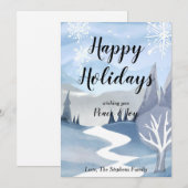 Winter Wonderland Watercolor Wenskaart Kerstkaart (Voorkant / Achterkant)