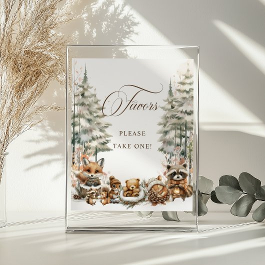Winter Wonderland Waterverf Animals Favors Sign Poster