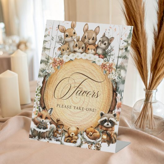 Winter Wonderland Waterverf Animals Favors Sign Reclamebord Met Voetstuk