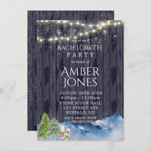 Winter Wonderland | Waterverf Bachelorette Kaart (Voorkant / Achterkant)