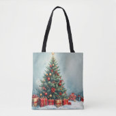 Winter Wonderland Waterverf Canvas tas (Voorkant)