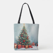 Winter Wonderland Waterverf Canvas tas (Achterkant)