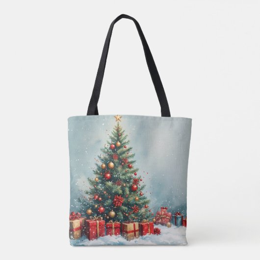Winter Wonderland Waterverf Canvas tas (Achterkant)