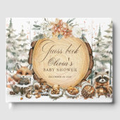 Winter Wonderland Waterverf Dieren Baby shower Gastenboek (Voorkant)