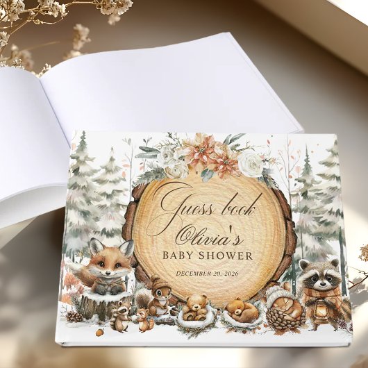 Winter Wonderland Waterverf Dieren Baby shower Gastenboek
