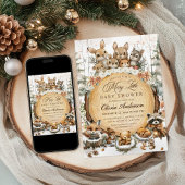 Winter Wonderland Waterverf Dieren Baby shower Kaart