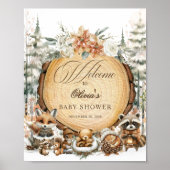 Winter Wonderland Waterverf Dieren Welkomstbord Poster (Voorkant)