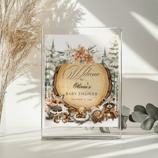 Winter Wonderland Waterverf Dieren Welkomstbord Poster