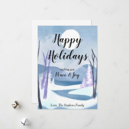 Winter Wonderland Waterverf Groet Vakantie Kaart