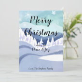 Winter Wonderland Waterverf Groet Vakantie Kaart (Staand voorkant)