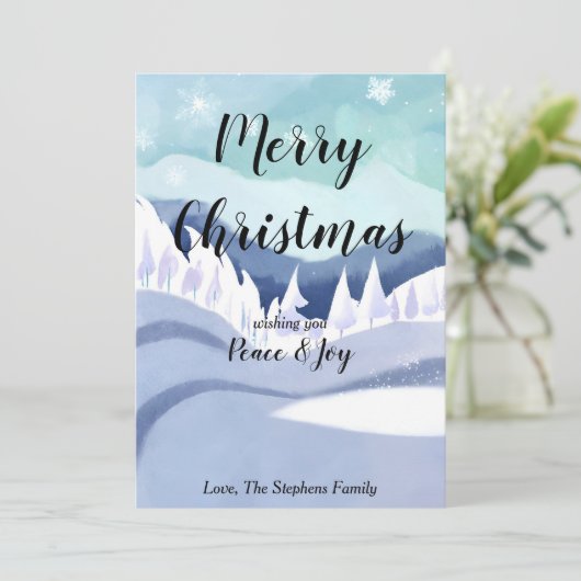 Winter Wonderland Waterverf Groet Vakantie Kaart (Staand voorkant)