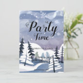 Winter Wonderland Waterverf Kerstuitnodiging Kaart (Staand voorkant)