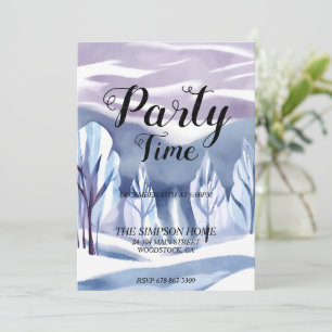 Winter Wonderland Waterverf Kerstuitnodiging Kaart